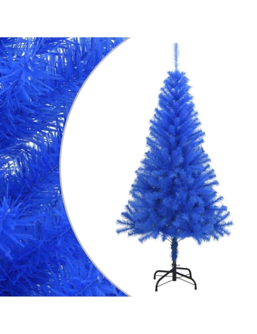 imagem de vidaXL Árvore de Natal artificial com suporte 120 cm PVC azul2