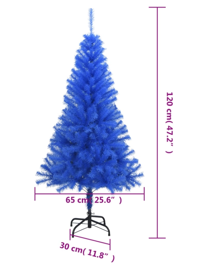 imagem de vidaXL Árvore de Natal artificial com suporte 120 cm PVC azul7