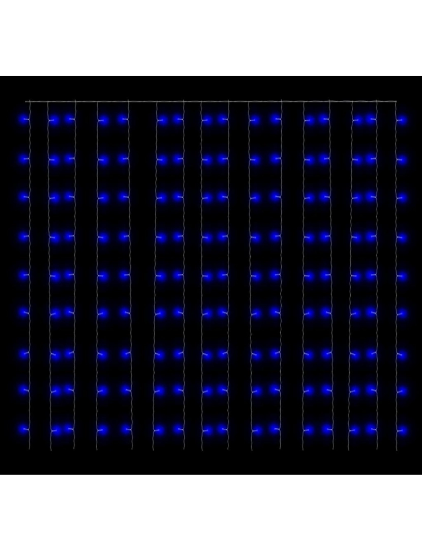 imagem de vidaXL Cortina iluminação 300 luzes LED 3x3 m 8 funções azul6