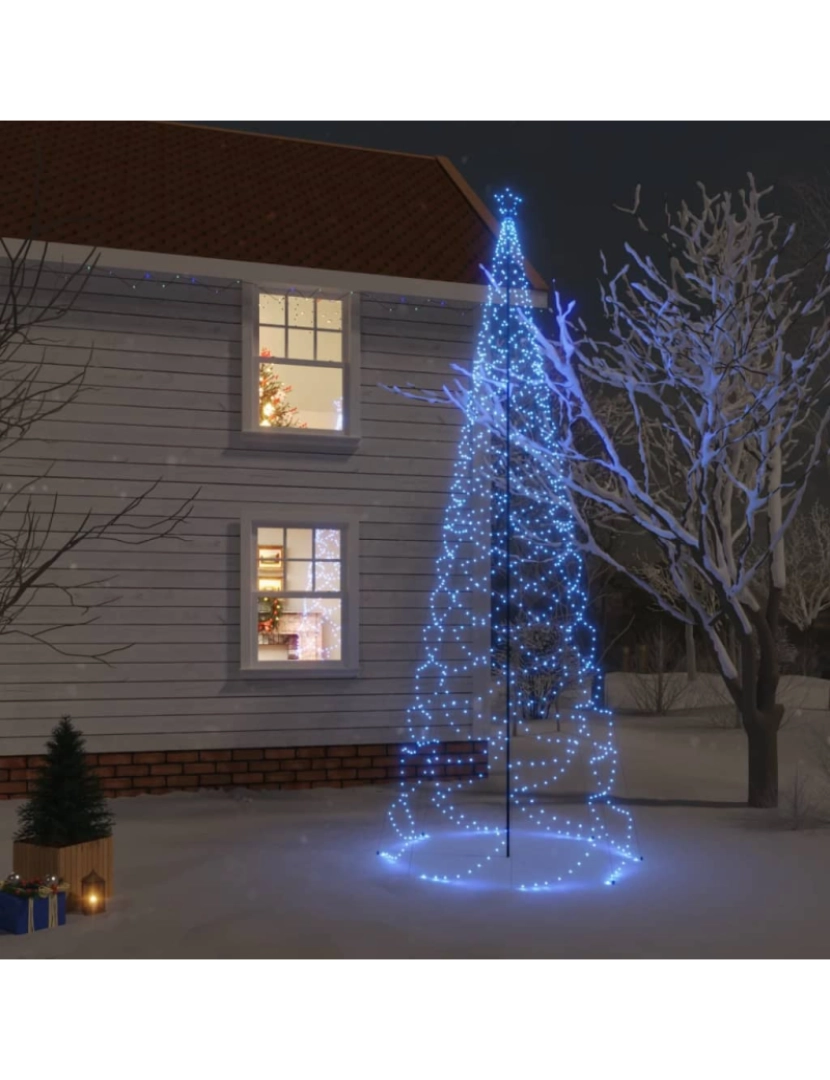 imagem de vidaXL Árvore de Natal c/ poste metal 1400 luzes LED 5 m azul2