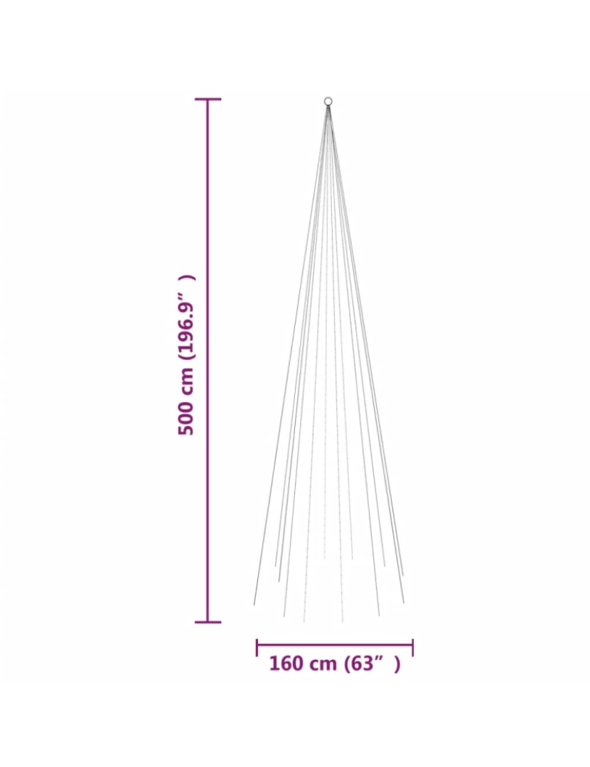 imagem de vidaXL Árvore de Natal mastro de bandeira 732 LEDs 500 cm azul11