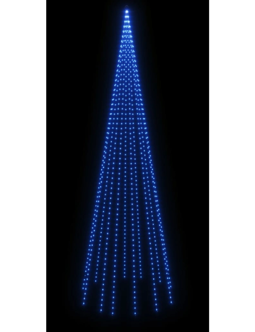 imagem de vidaXL Árvore de Natal mastro de bandeira 732 LEDs 500 cm azul5