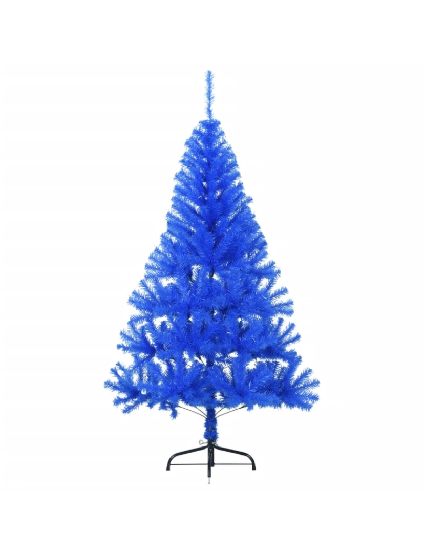 imagem de vidaXL Meia árvore de Natal artificial com suporte 120 cm PVC azul4