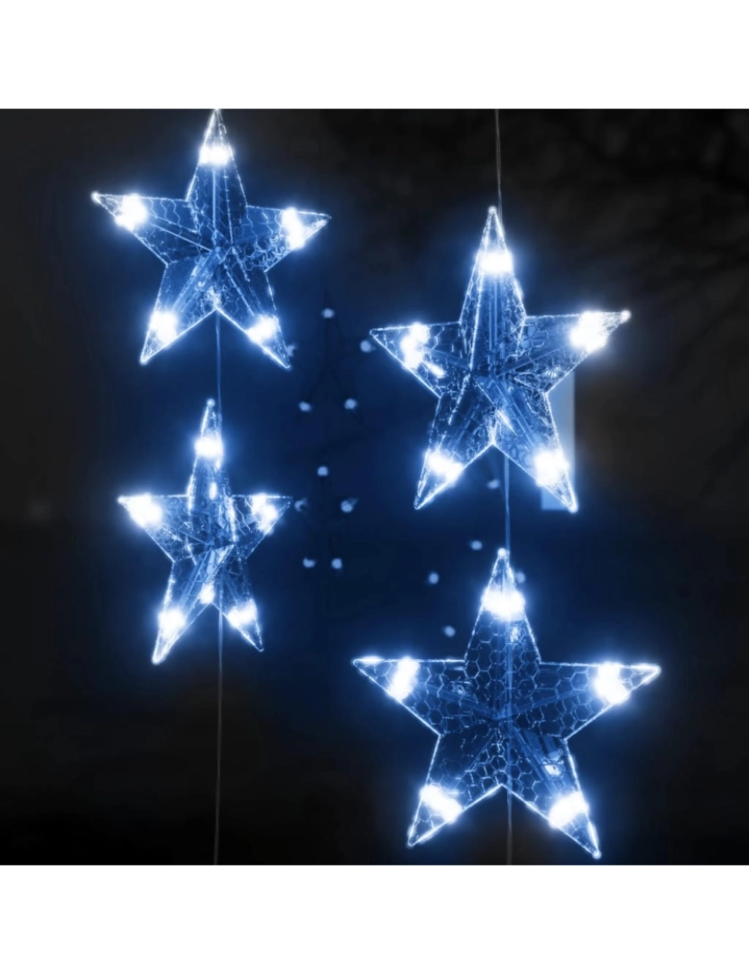 imagem de vidaXL Cortina de iluminação c/ estrelas 500 luzes LED 8 funções azul5