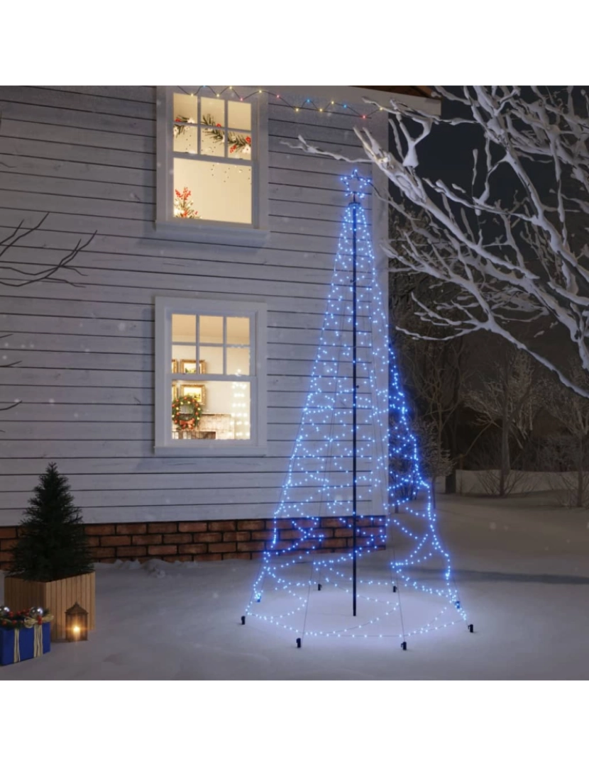 imagem de vidaXL Árvore de Natal c/ poste metal 500 luzes LED 3 m azul2