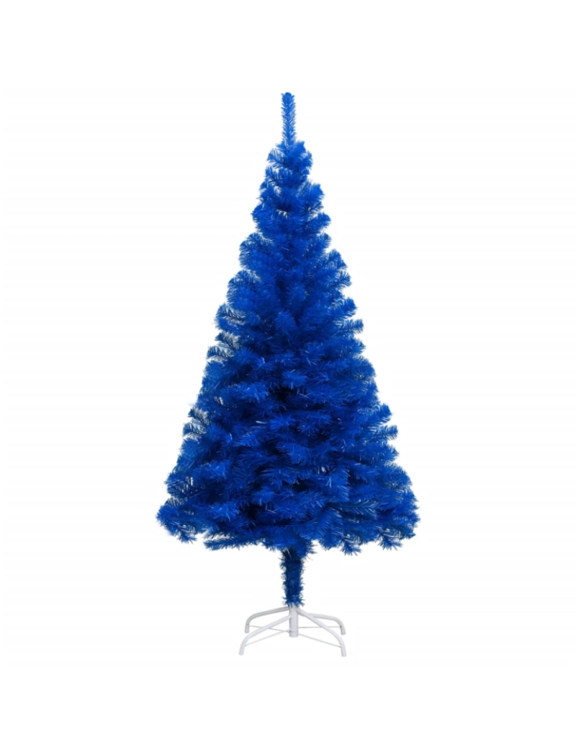 imagem de vidaXL Árvore Natal artificial pré-iluminada c/ bolas 120cm PVC azul3