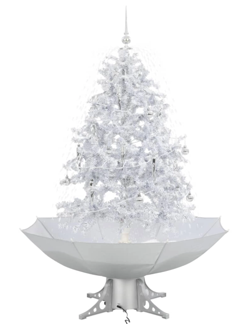 imagem de vidaXL Árvore de Natal c/ neve base formato guarda-chuva 140 cm branco3