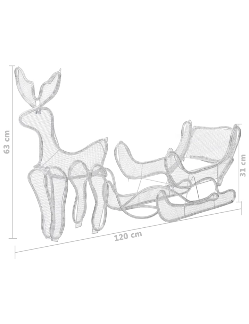 imagem de vidaXL Iluminação de Natal formato rena e trenó com rede 432 luzes LED8