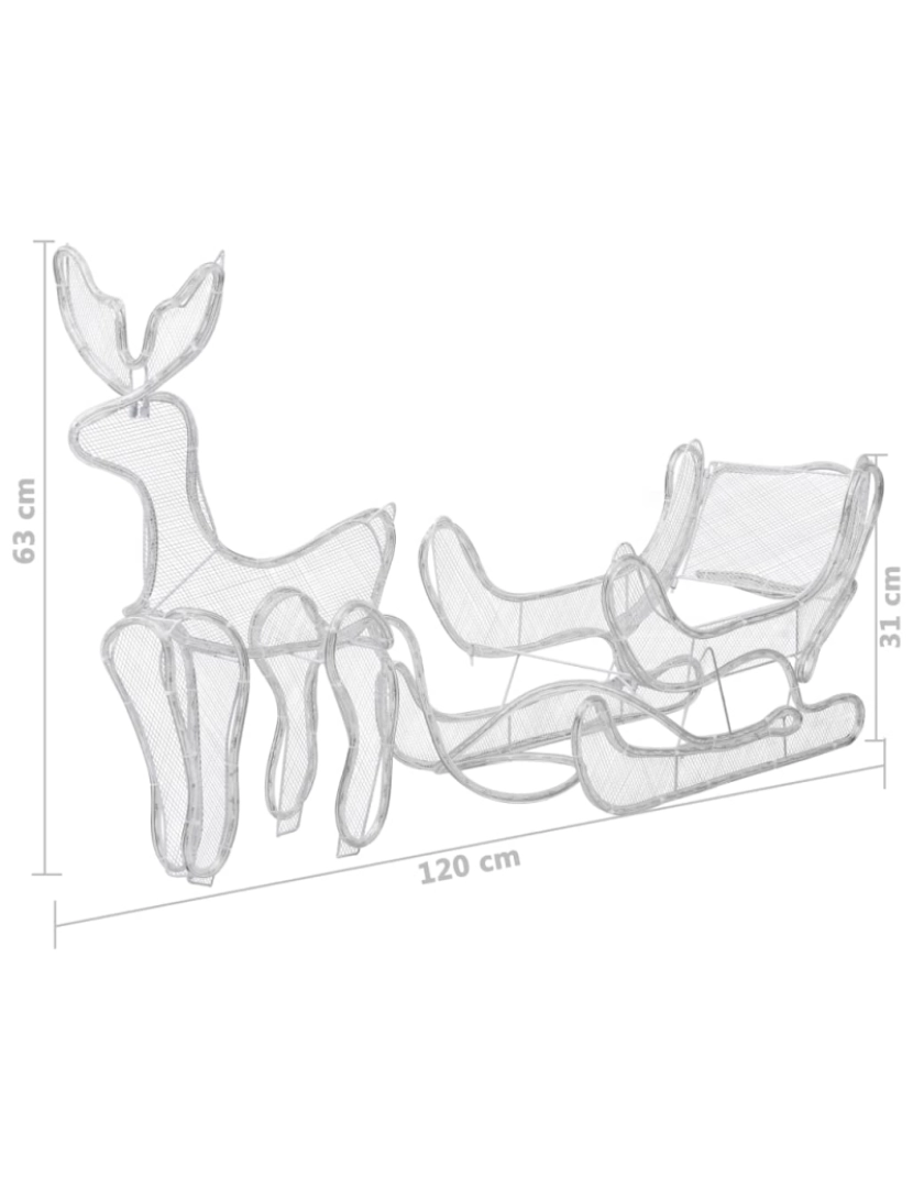 imagem de vidaXL Iluminação de Natal formato rena e trenó com rede 432 luzes LED8