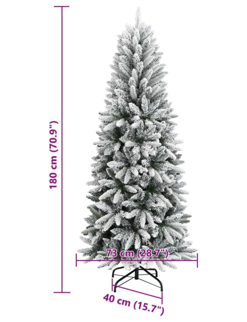 imagem de vidaXL Árvore de Natal artificial com neve PVC & PE 180 cm9