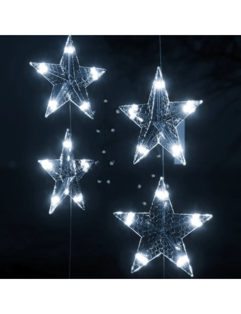 imagem de vidaXL Cortina iluminação c/ estrelas 500 LEDs 8 funções branco frio5