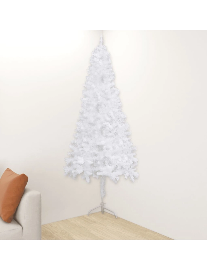 imagem de vidaXL Árvore de Natal artificial de canto 240 cm PVC branco1