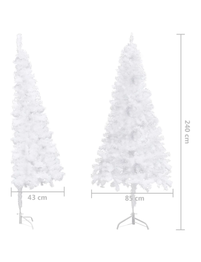 imagem de vidaXL Árvore de Natal artificial de canto 240 cm PVC branco10