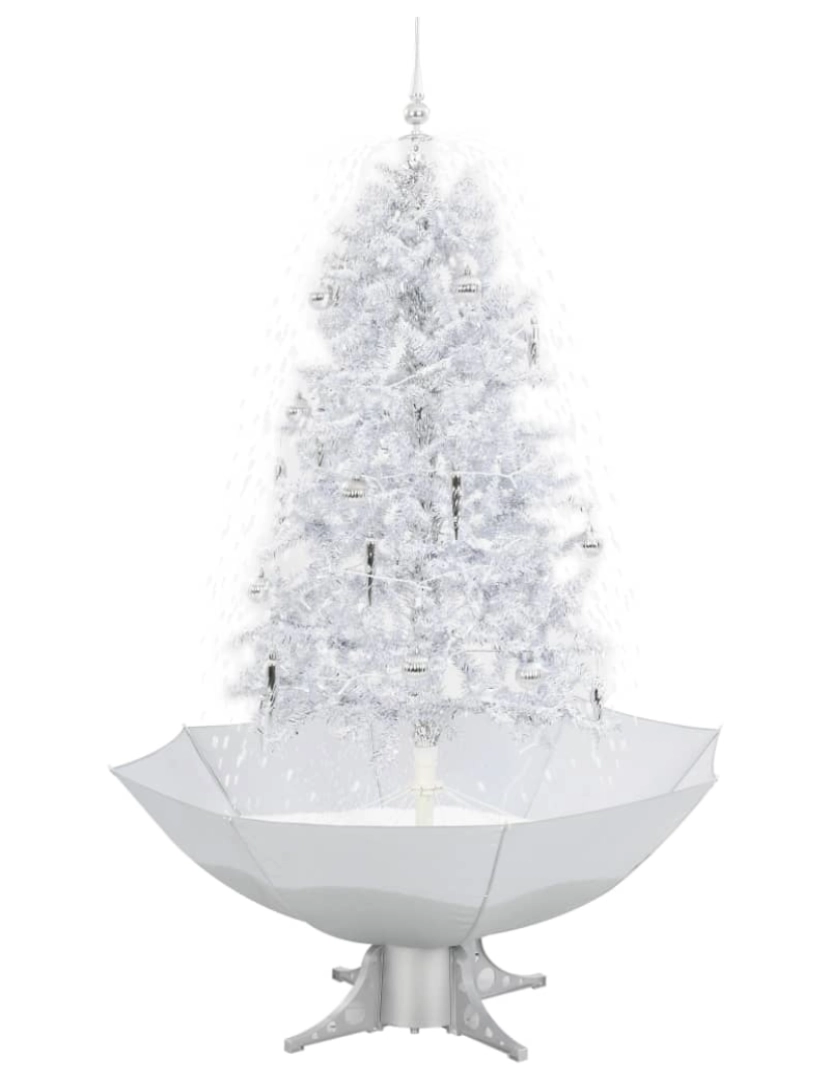 imagem de vidaXL Árvore de Natal c/ neve base formato guarda-chuva 170 cm branco3