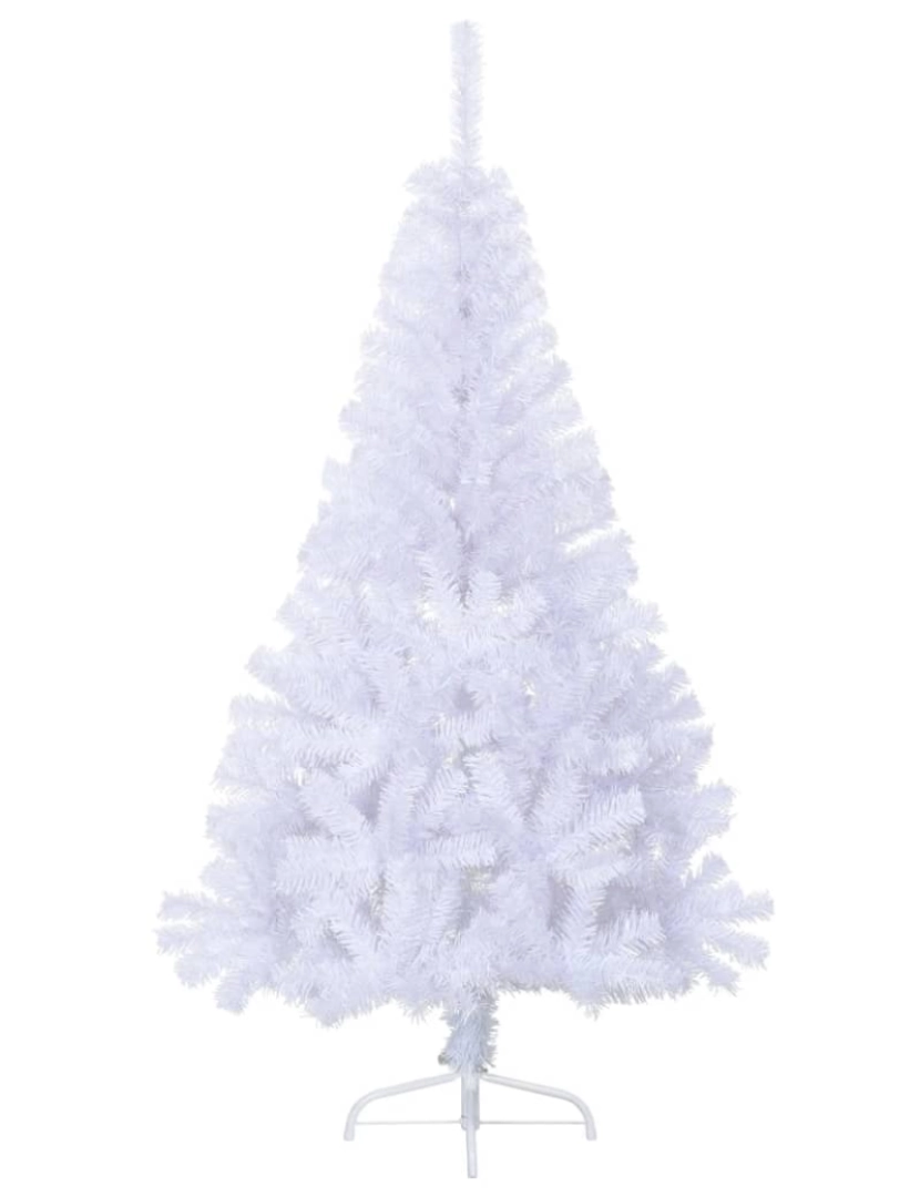 imagem de vidaXL Meia árvore de Natal artificial com suporte 150 cm PVC branco3