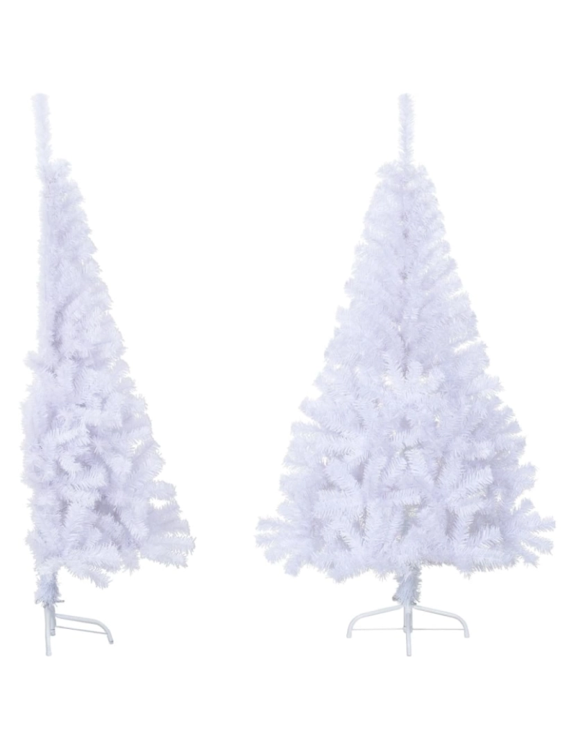 imagem de vidaXL Meia árvore de Natal artificial com suporte 150 cm PVC branco4