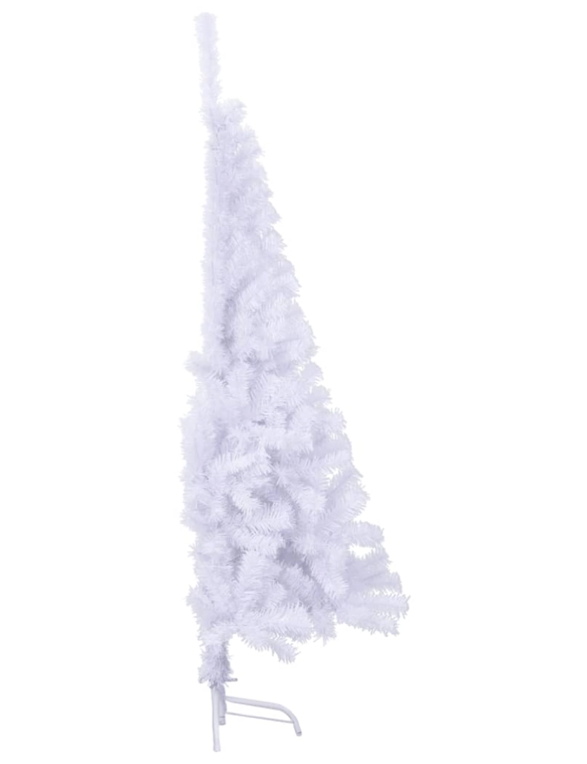 imagem de vidaXL Meia árvore de Natal artificial com suporte 150 cm PVC branco5