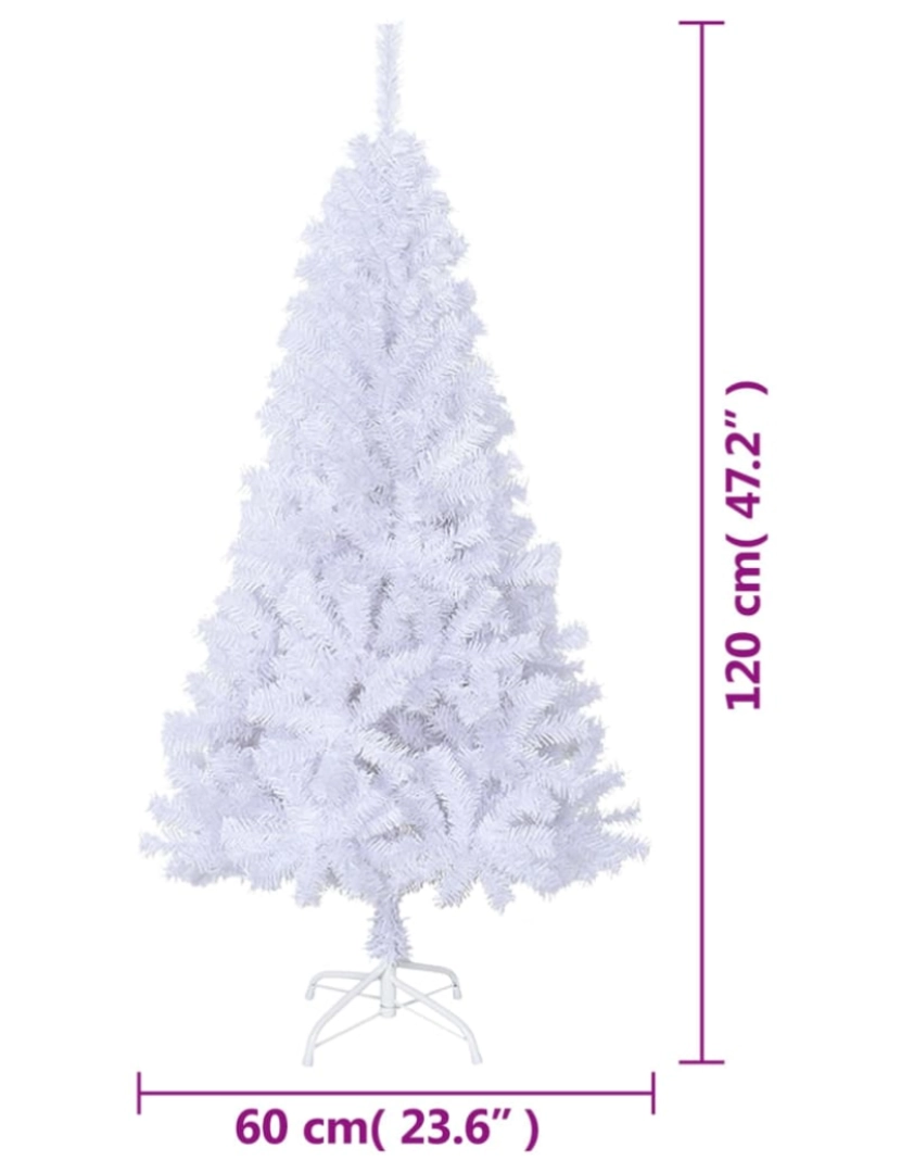 imagem de vidaXL Árvore de Natal artificial com ramos grossos 120 cm PVC branco7