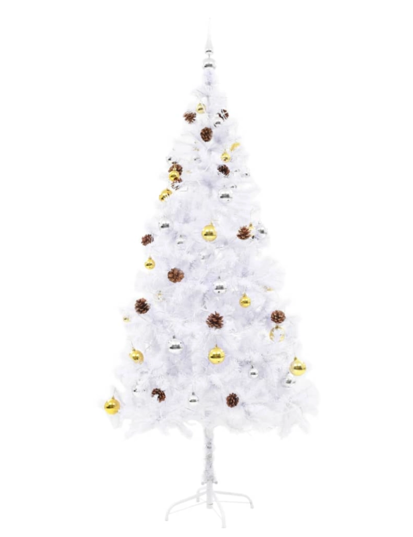 imagem de vidaXL Árvore de Natal artificial pré-iluminada enfeites 180cm branco4