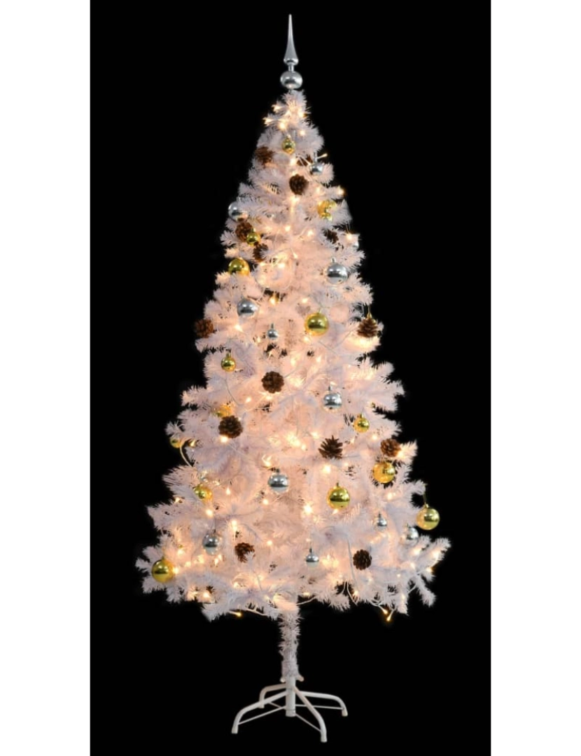 imagem de vidaXL Árvore de Natal artificial pré-iluminada enfeites 180cm branco5