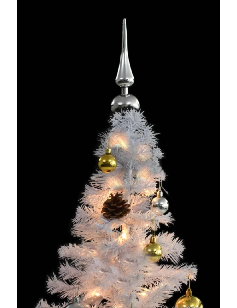 imagem de vidaXL Árvore de Natal artificial pré-iluminada enfeites 180cm branco7