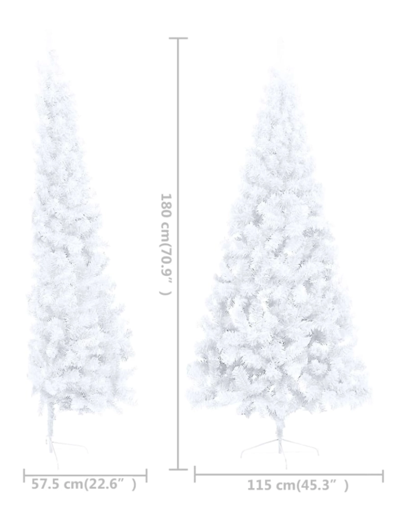 imagem de vidaXL Meia árvore Natal artificial pré-iluminada c/ bolas branco11