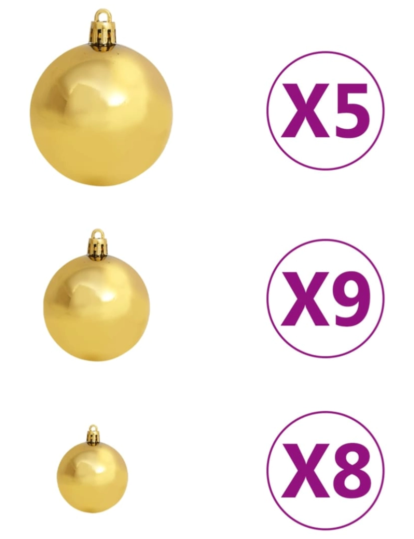 imagem de vidaXL Árvore Natal artificial pré-iluminada c/ bolas PVC branco7