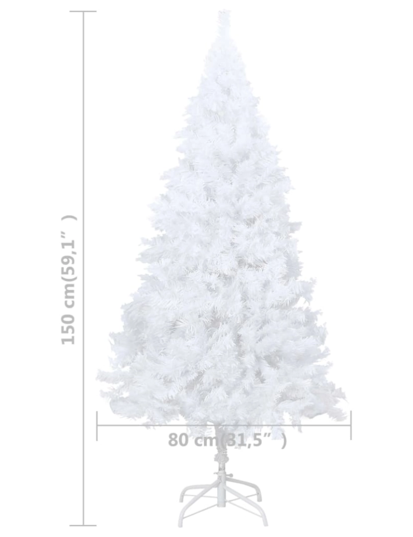 imagem de vidaXL Árvore Natal artificial pré-iluminada c/ bolas 150cm PVC branco11