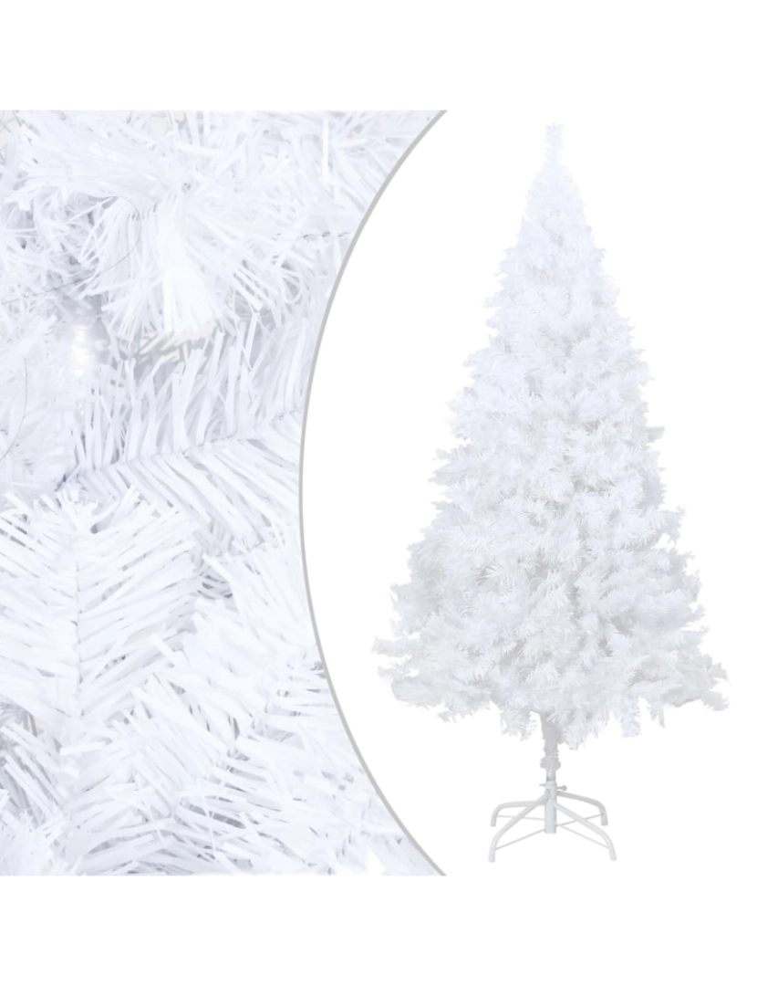 imagem de vidaXL Árvore Natal artificial pré-iluminada c/ bolas 150cm PVC branco3