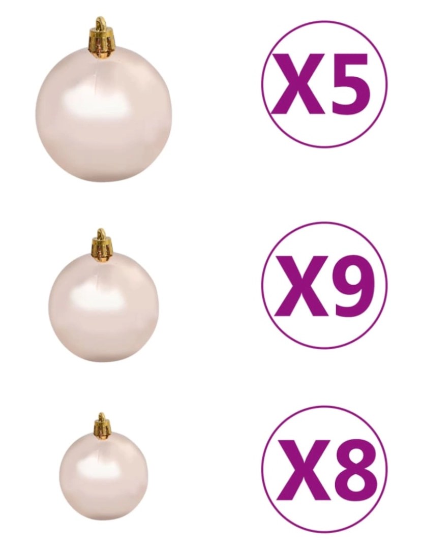 imagem de vidaXL Árvore Natal artificial pré-iluminada c/ bolas 150cm PVC branco8