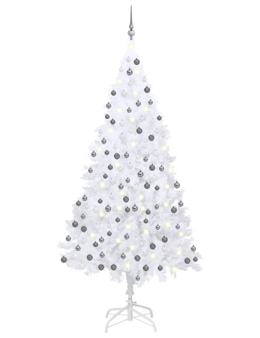 imagem de vidaXL Árvore Natal artificial pré-iluminada c/ bolas PVC branco1