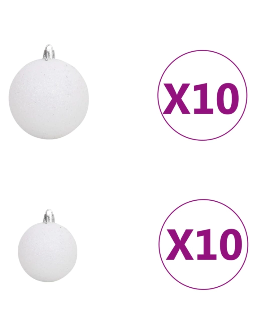 imagem de vidaXL Árvore Natal artificial pré-iluminada c/ bolas PVC branco8