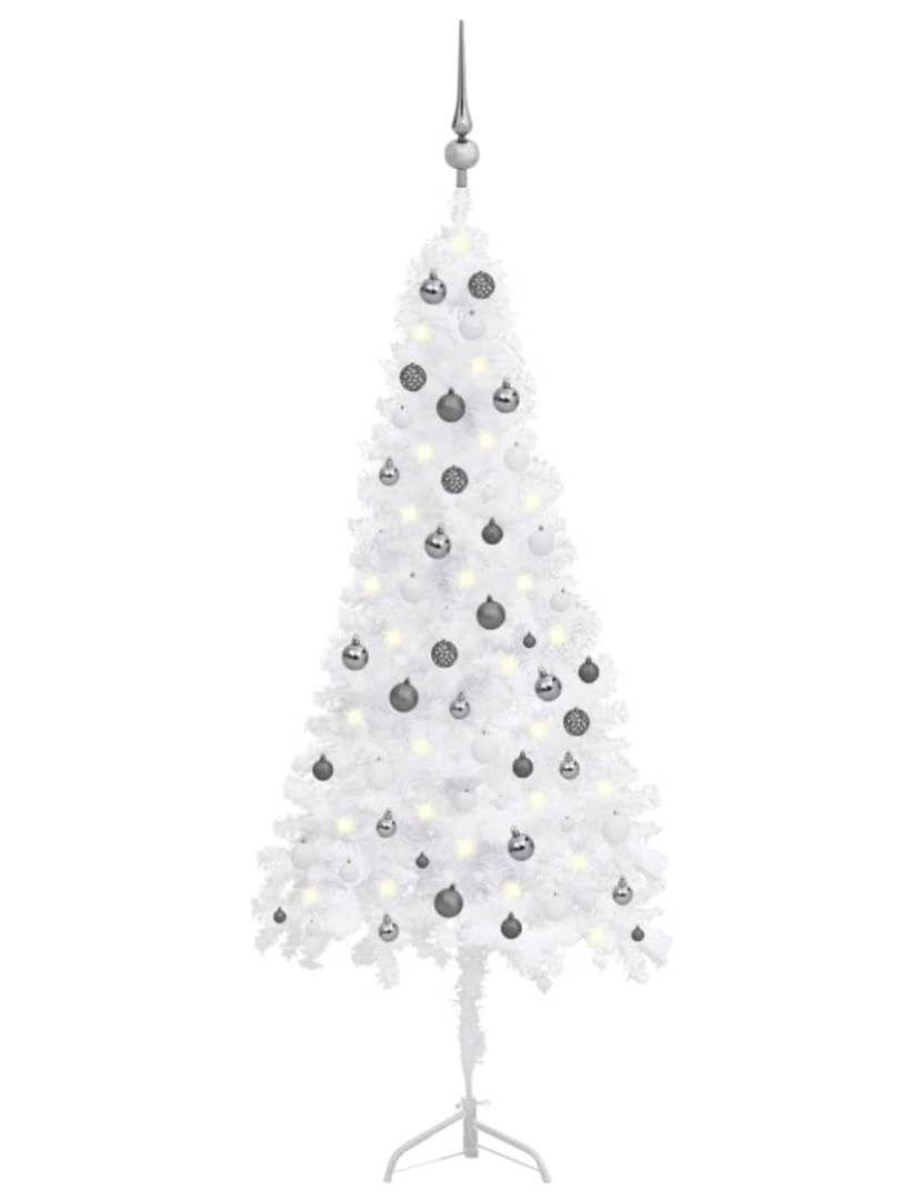 Vidaxl - vidaXL Árvore Natal artif. canto c/ luzes LED/bolas 180 cm PVC branco