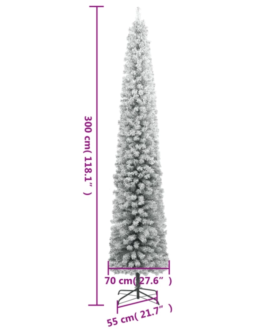 imagem de vidaXL Árvore de Natal fina c/ suporte e flocos de neve 300 cm PVC8