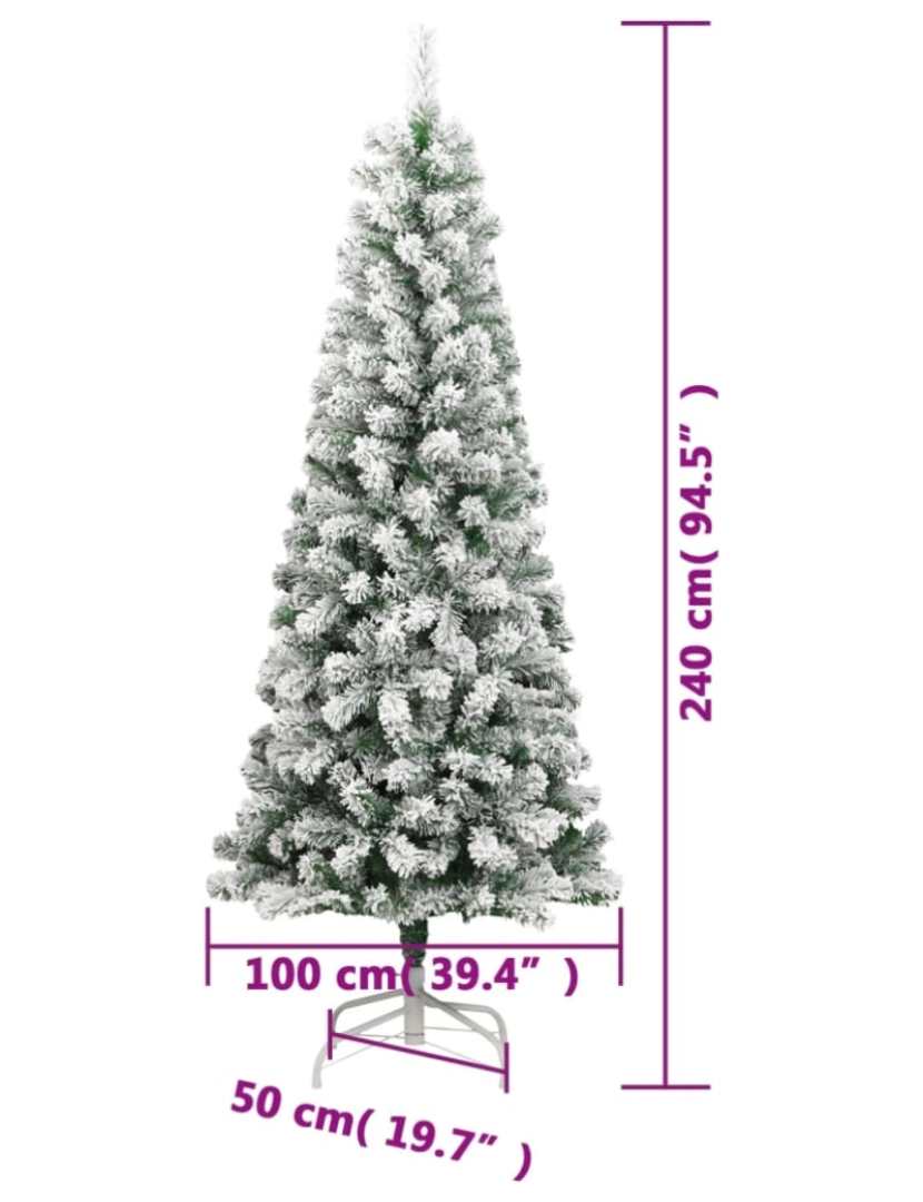 imagem de vidaXL Árvore de Natal artificial articulada c/ flocos de neve 240 cm10