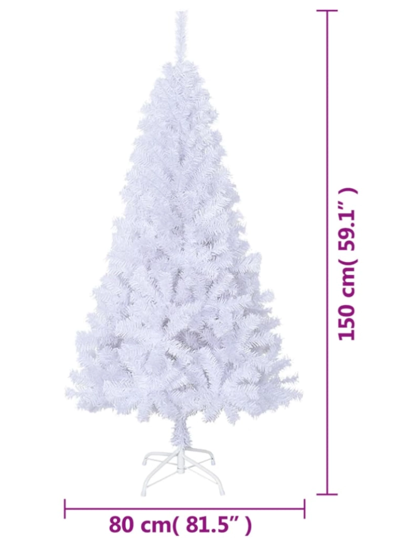 imagem de vidaXL Árvore de Natal artificial com ramos grossos 150 cm PVC branco7