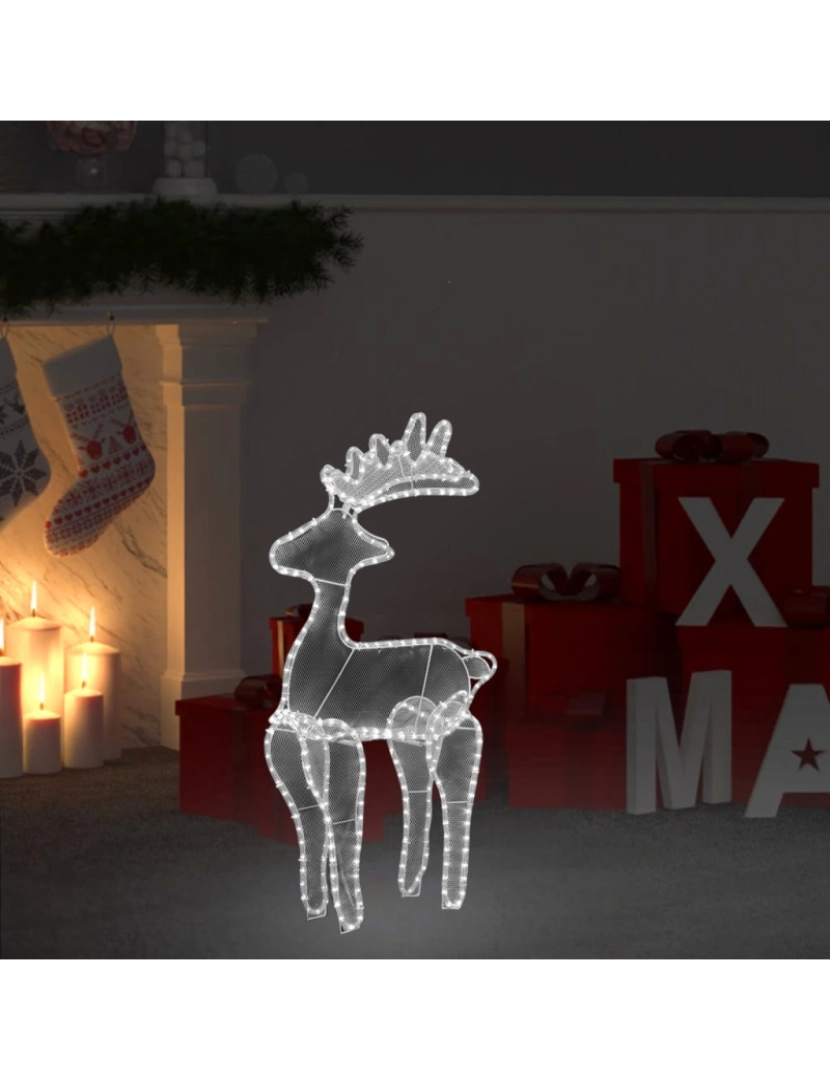 imagem de vidaXL Rena decorativa Natal c/ malha de aço 306 luzes LED 60x24x89 cm2