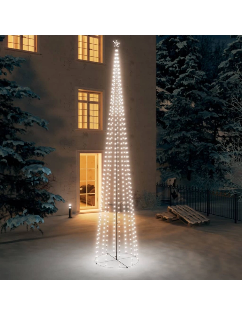 imagem de vidaXL Árvore de Natal em cone c/ 752 luzes LED 160x500 cm branco frio1