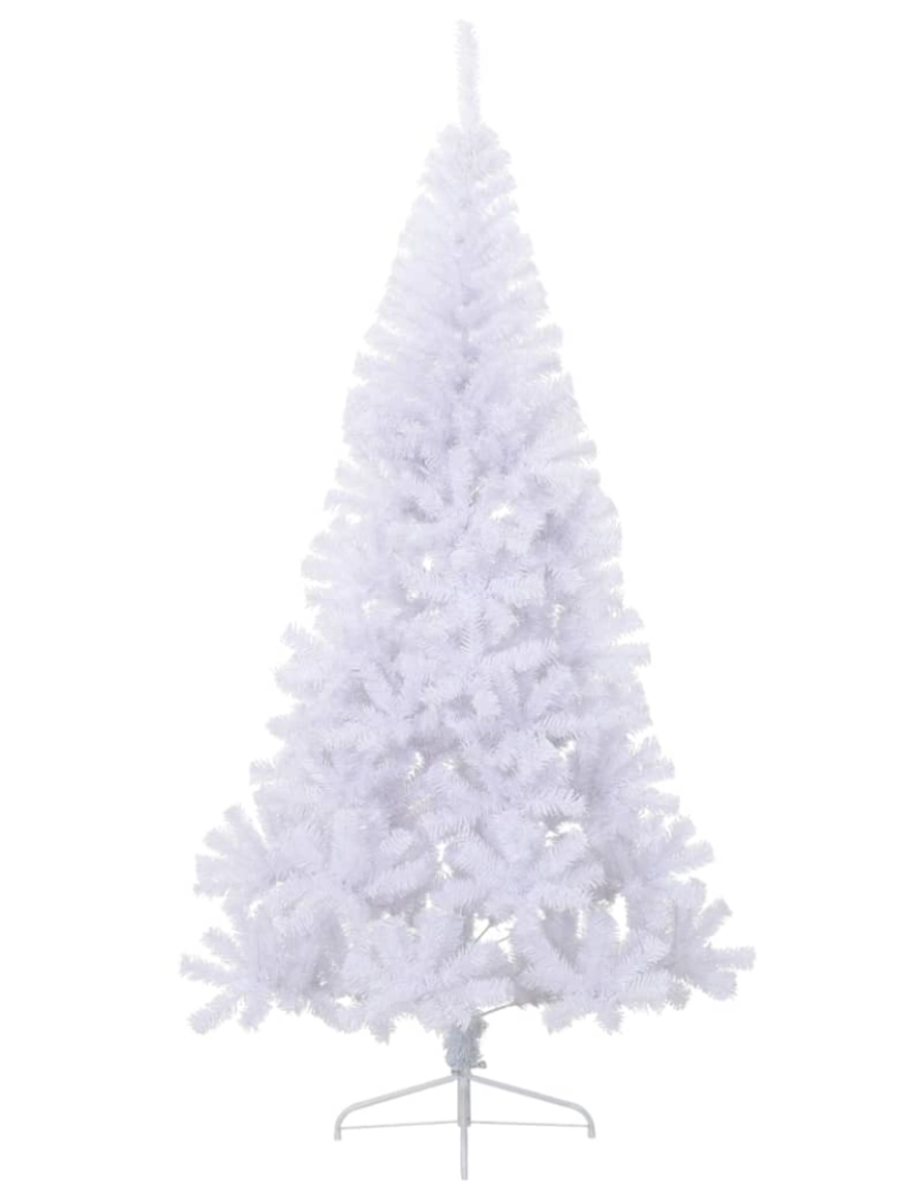 imagem de vidaXL Meia árvore de Natal artificial com suporte 180 cm PVC branco3