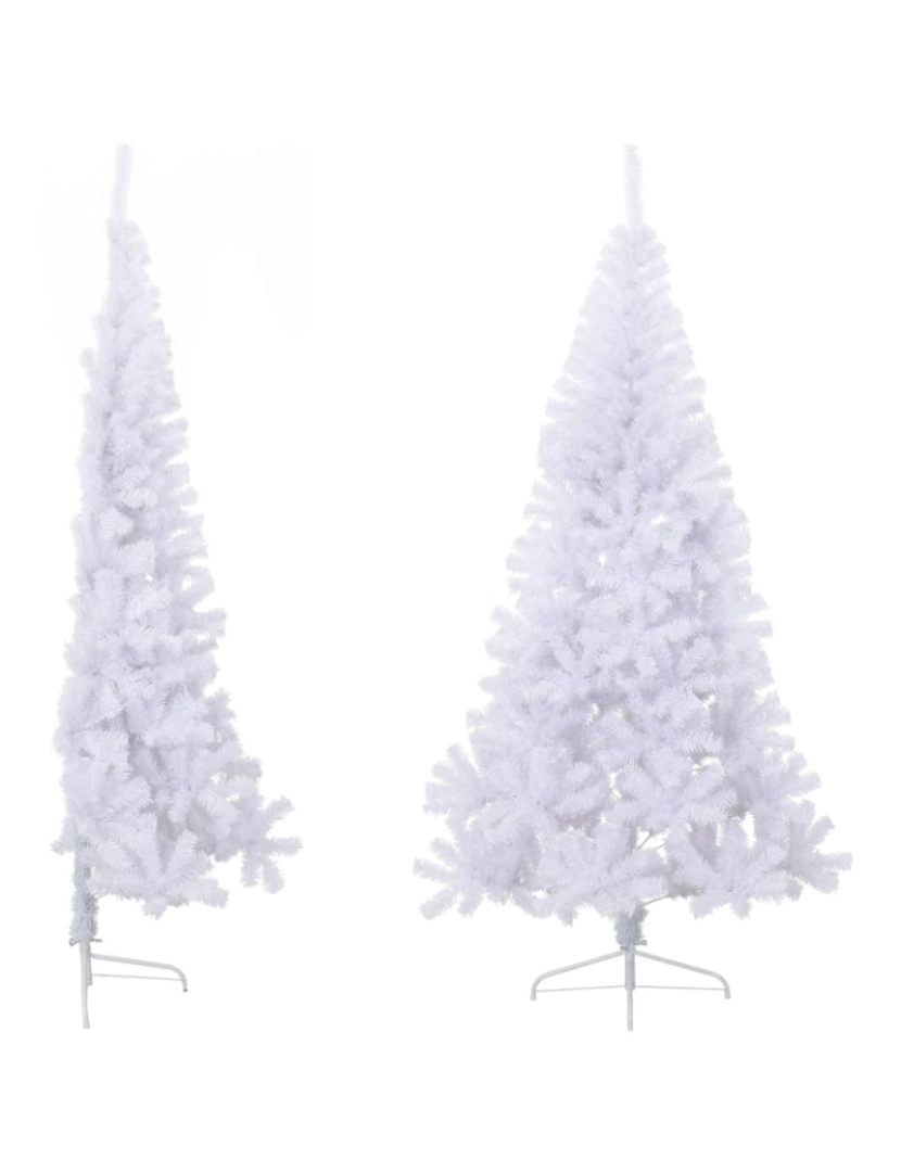 imagem de vidaXL Meia árvore de Natal artificial com suporte 180 cm PVC branco4