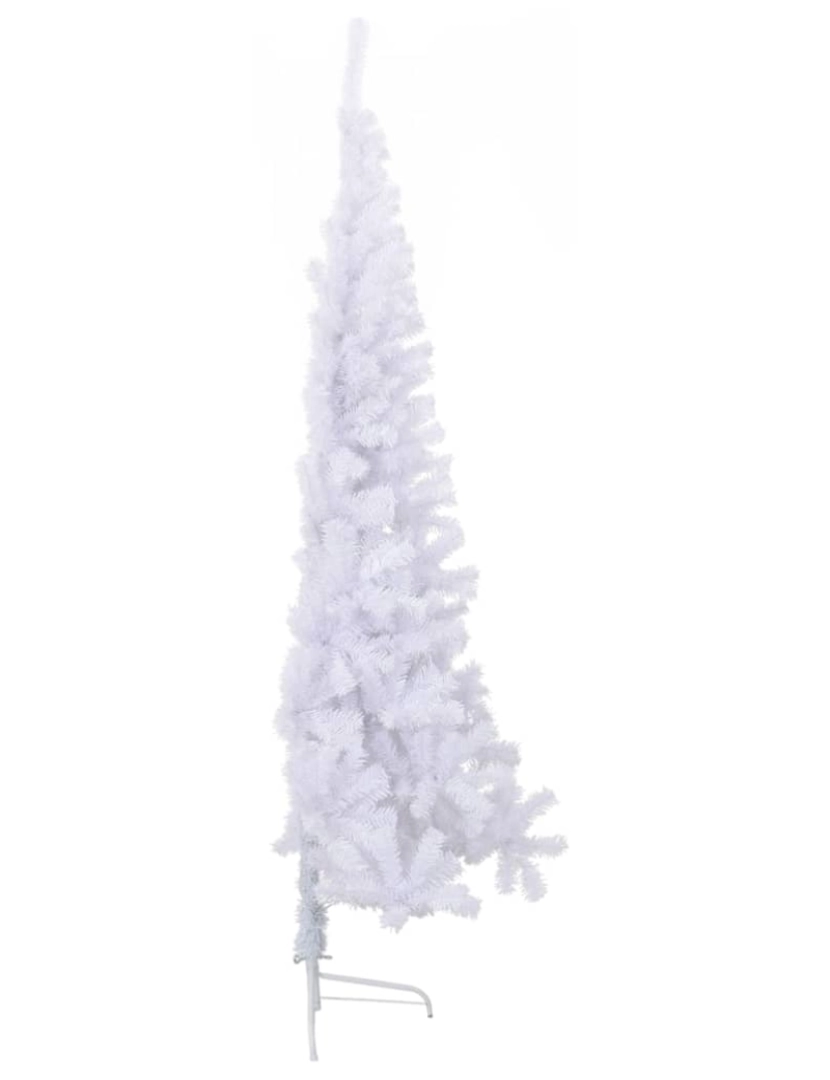 imagem de vidaXL Meia árvore de Natal artificial com suporte 180 cm PVC branco5