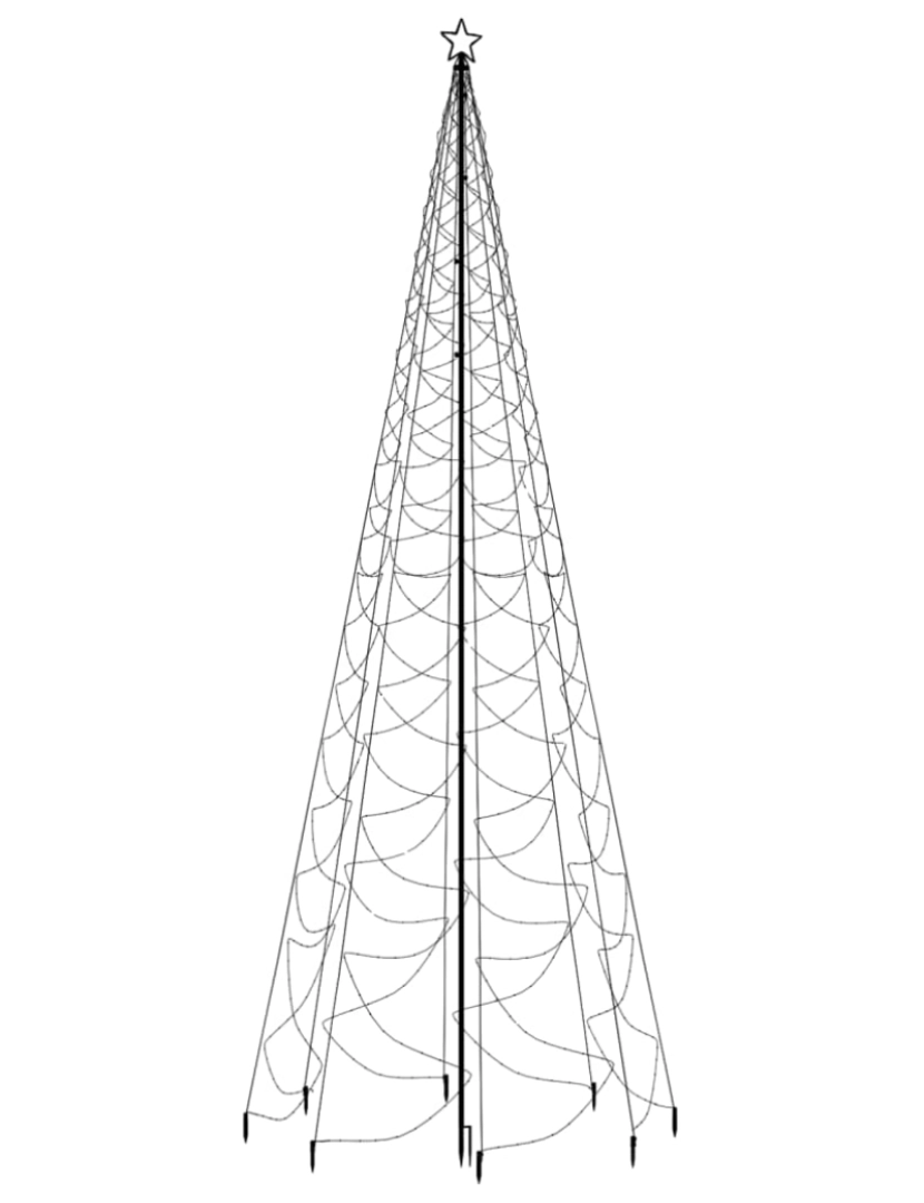 imagem de vidaXL Árvore de Natal c/ poste metal 1400 luzes LED 5 m branco quente4