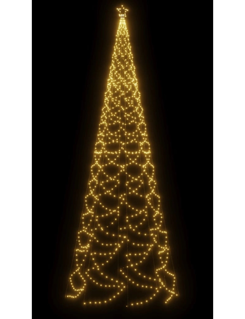 imagem de vidaXL Árvore de Natal c/ poste metal 1400 luzes LED 5 m branco quente5