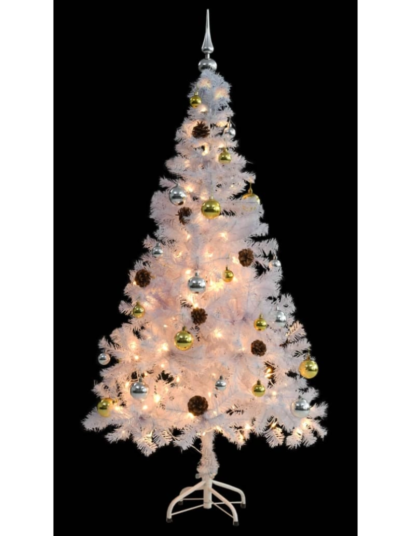 imagem de vidaXL Árvore de Natal artificial pré-iluminada enfeites 150cm branco5