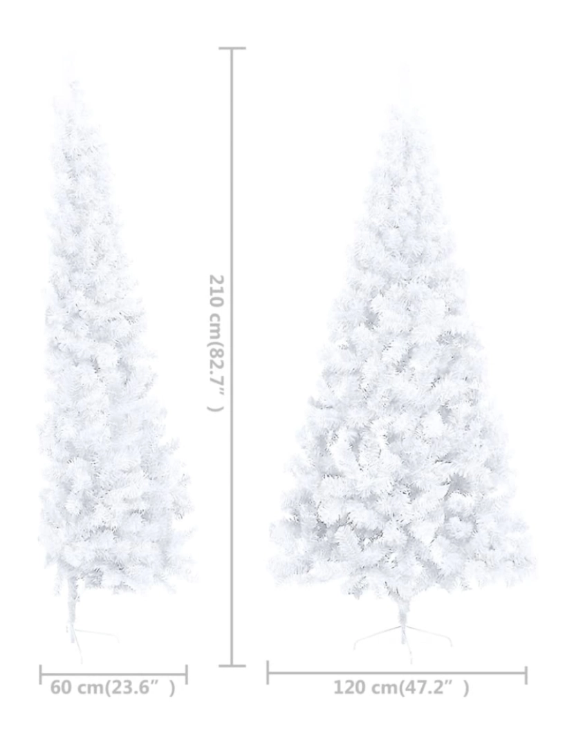 imagem de vidaXL Meia árvore Natal artificial pré-iluminada c/ bolas branco11