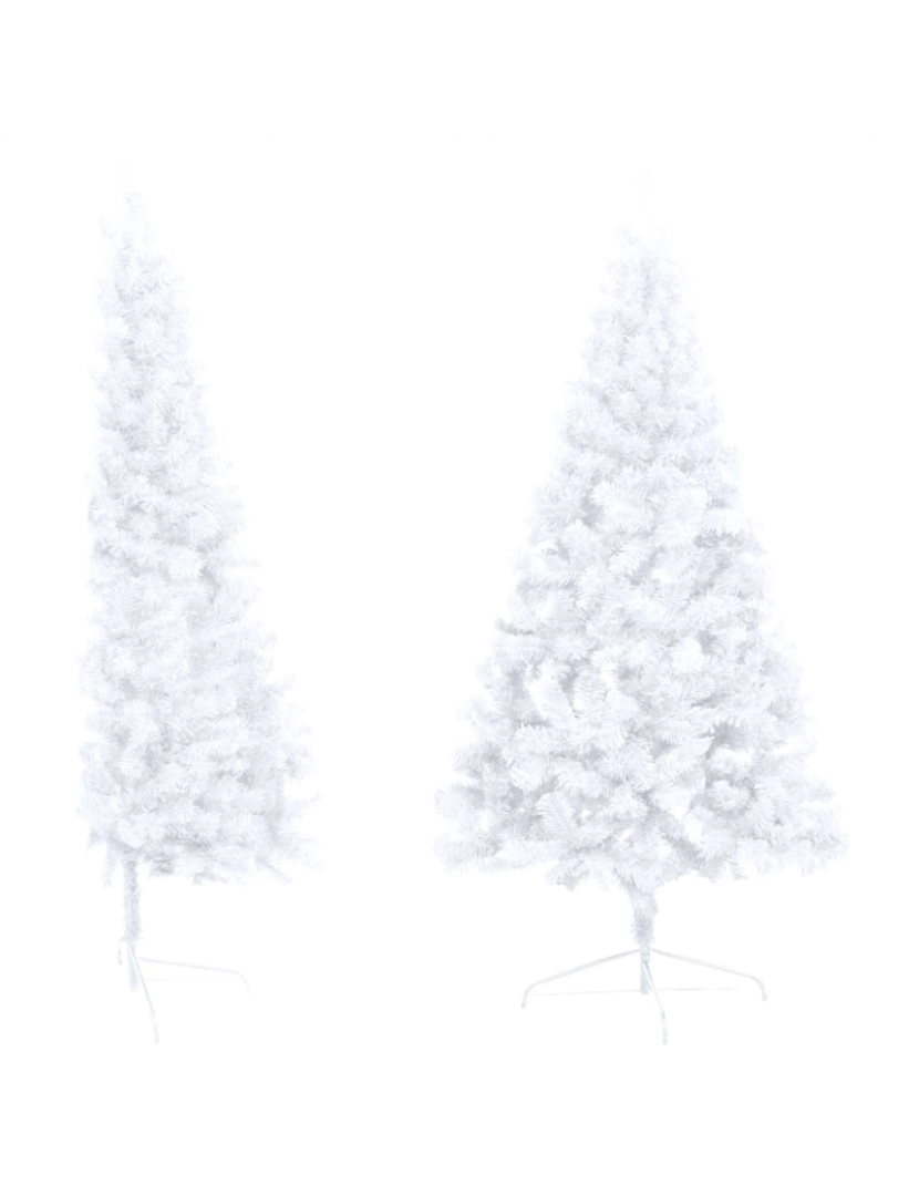 imagem de vidaXL Meia árvore Natal artificial pré-iluminada c/ bolas branco4