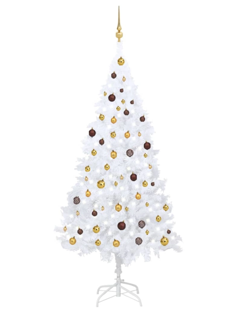 imagem de vidaXL Árvore Natal artificial pré-iluminada c/ bolas PVC branco1