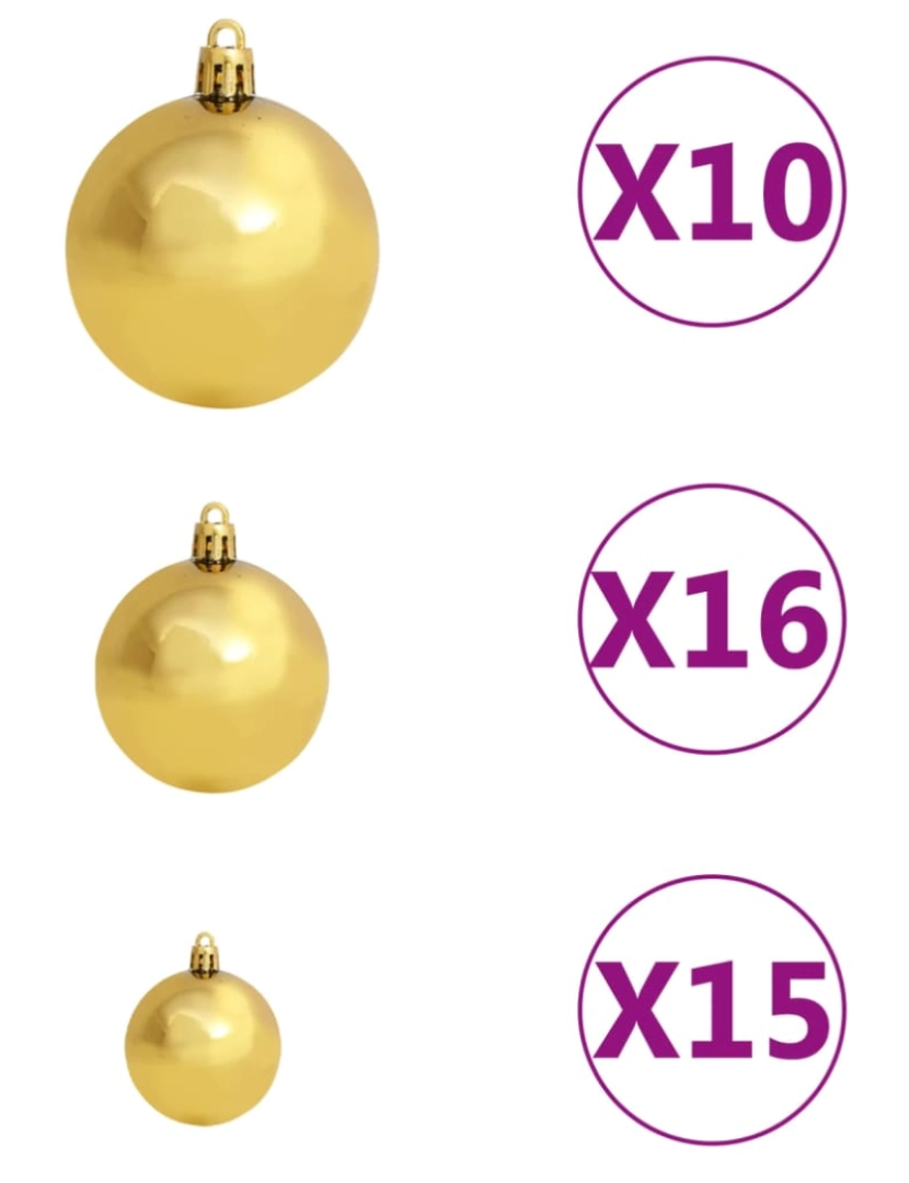 imagem de vidaXL Árvore Natal artificial pré-iluminada c/ bolas PVC branco10