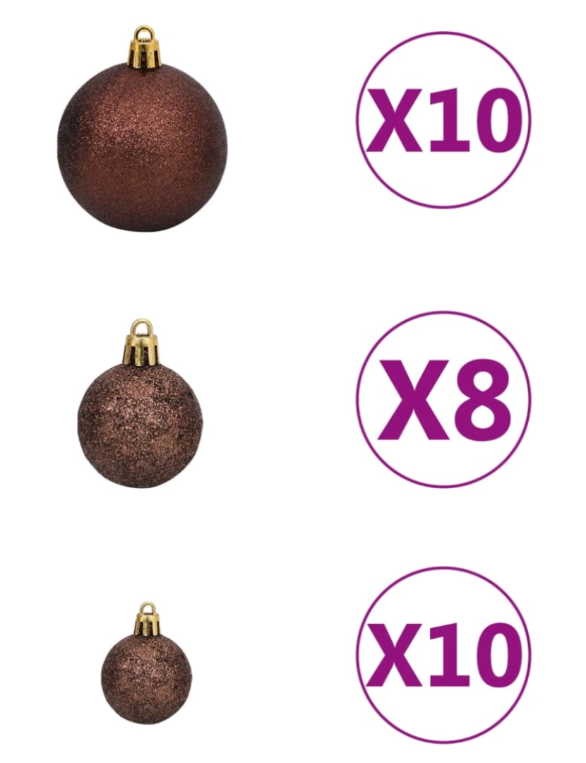 imagem de vidaXL Árvore Natal artificial pré-iluminada c/ bolas PVC branco9