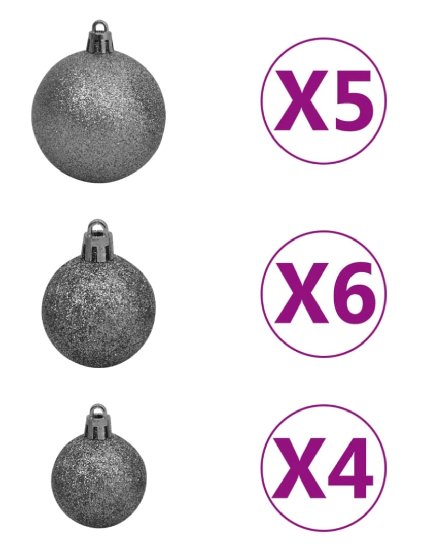 imagem de vidaXL Árvore Natal artificial pré-iluminada c/ bolas 180 cm branco8